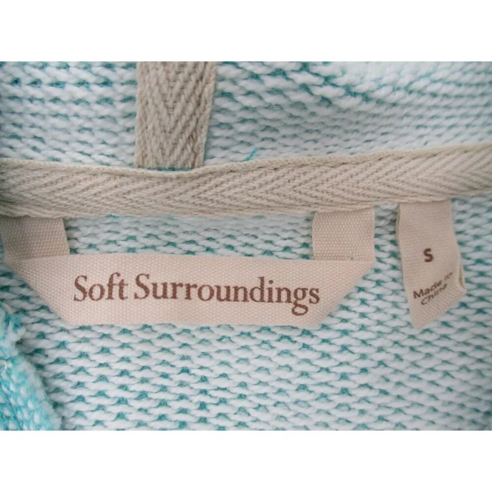 Soft Surroundings Womens Hoodie Small Cotton Blend Drawstring Pullover Casual